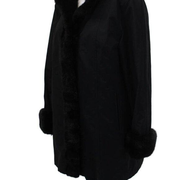 50% OFF! - Coat Loro Piana Black Storm System Mink Trim Rabbit Lined Large 12 - Picture 8 of 11
